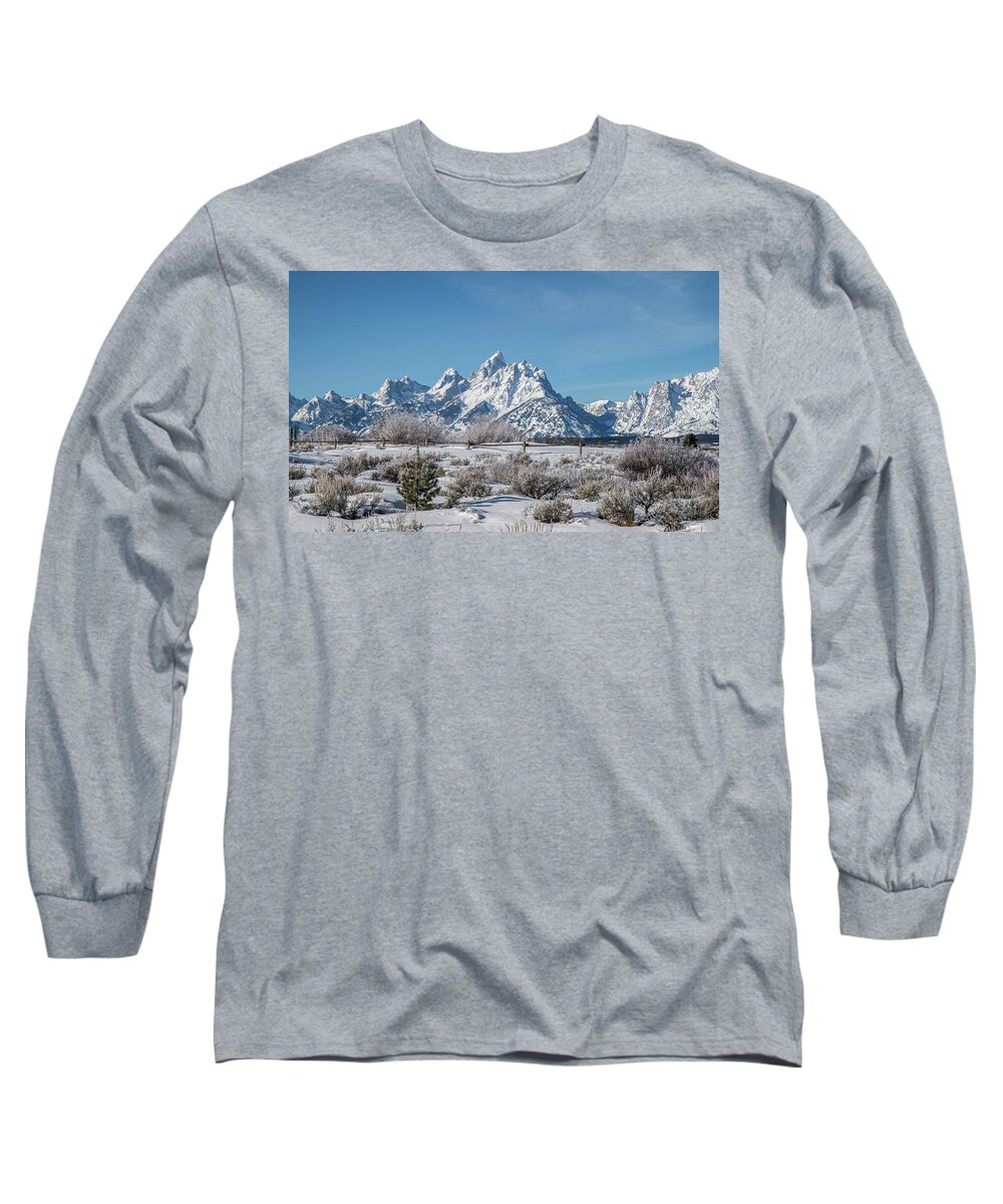 Elk Ranch Road Long Sleeve T-Shirt featuring the photograph Elk Ranch Flats Winter Tetons by Douglas Wielfaert