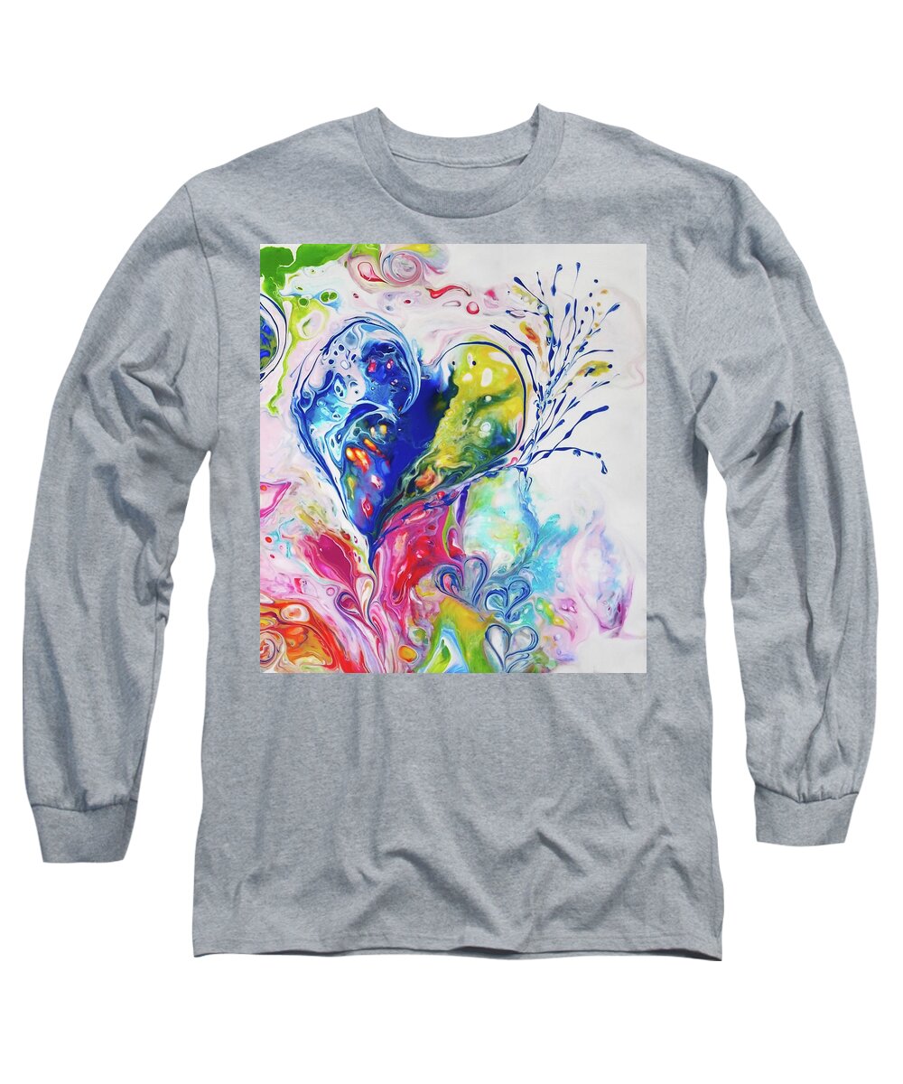 Rainbow Colors Long Sleeve T-Shirt featuring the painting Ever Love 2 by Deborah Erlandson