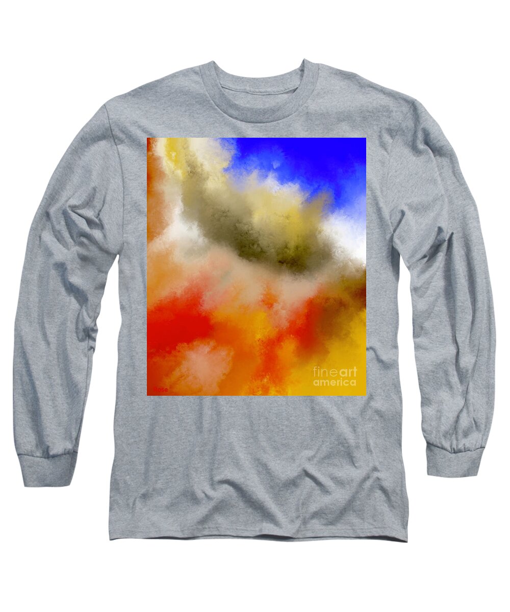 Explosive Long Sleeve T-Shirt featuring the digital art Explosion of colours in the sky by Elaine Hayward