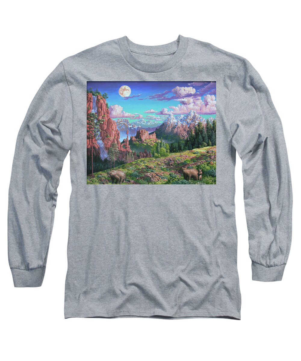 Bear Long Sleeve T-Shirt featuring the painting Family of Six by Michael Goguen