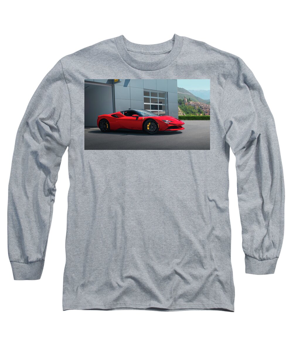 Ferrari Long Sleeve T-Shirt featuring the photograph Ferrari SF90 by David Whitaker Visuals