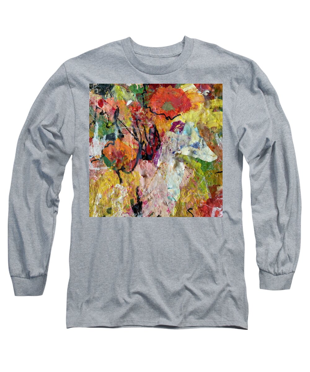 Spring Long Sleeve T-Shirt featuring the painting Floral Fragments 01 by Jo-Anne Gazo-McKim