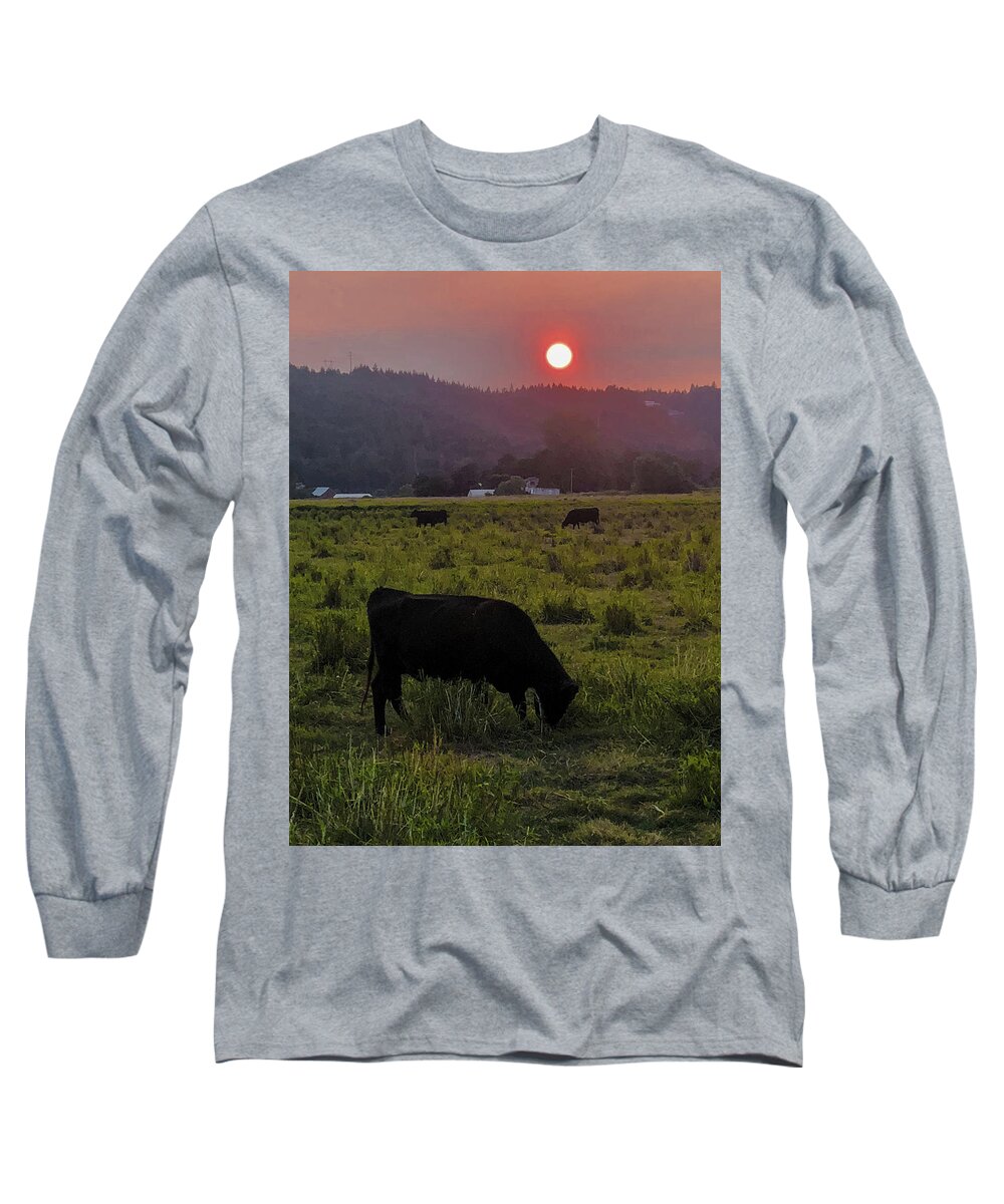 Forest Long Sleeve T-Shirt featuring the photograph Forest Fire Haze by Grey Coopre