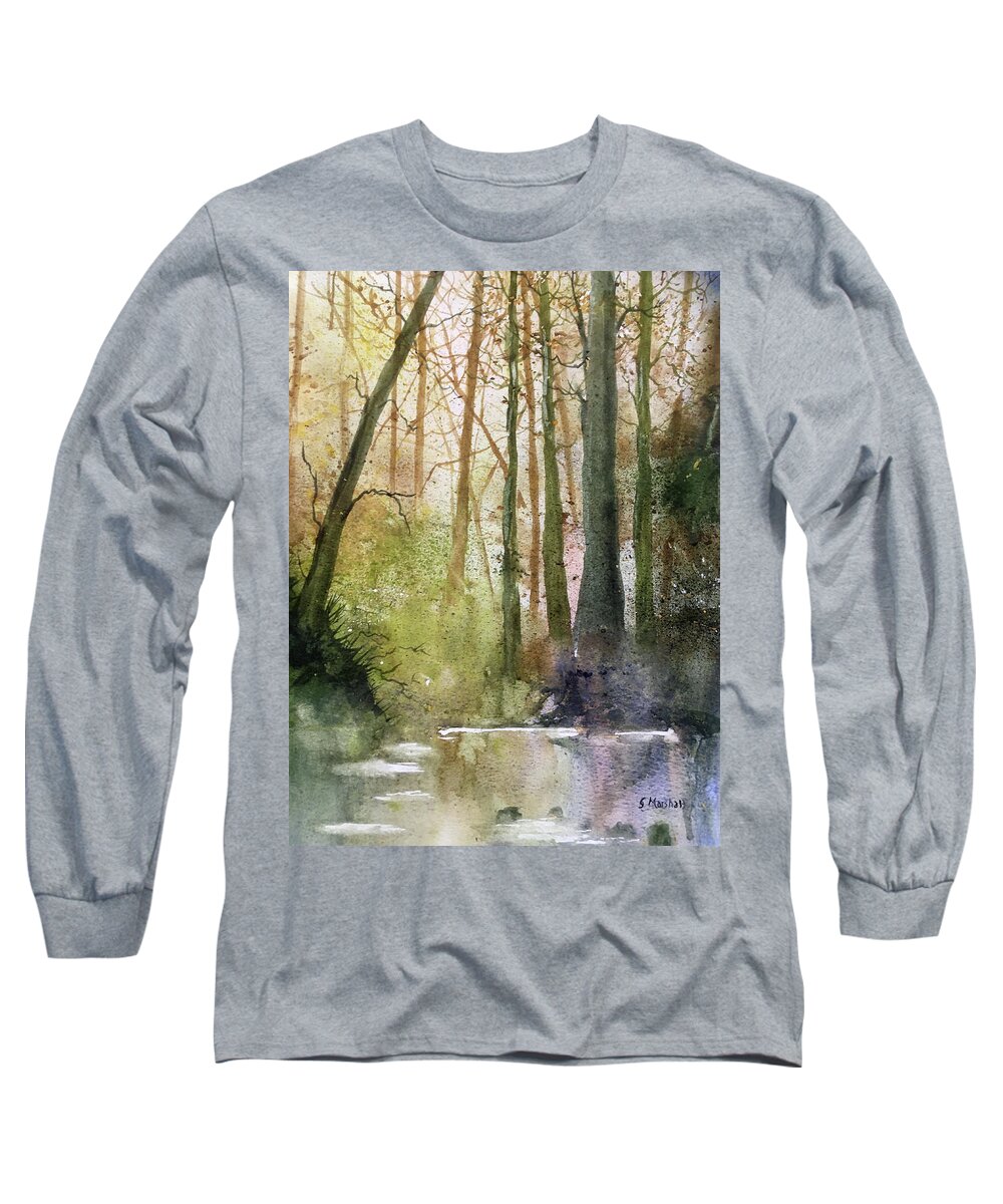 Watercolour Long Sleeve T-Shirt featuring the painting Forest Study 1 by Glenn Marshall