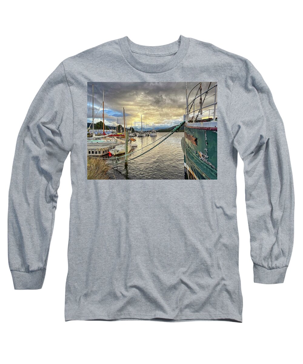 Landscape Long Sleeve T-Shirt featuring the photograph Franklin Wharf - Huon River - Tasmania by Tony Crehan