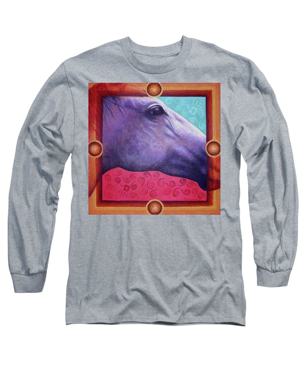 Native American Long Sleeve T-Shirt featuring the painting Freedom by Kevin Chasing Wolf Hutchins