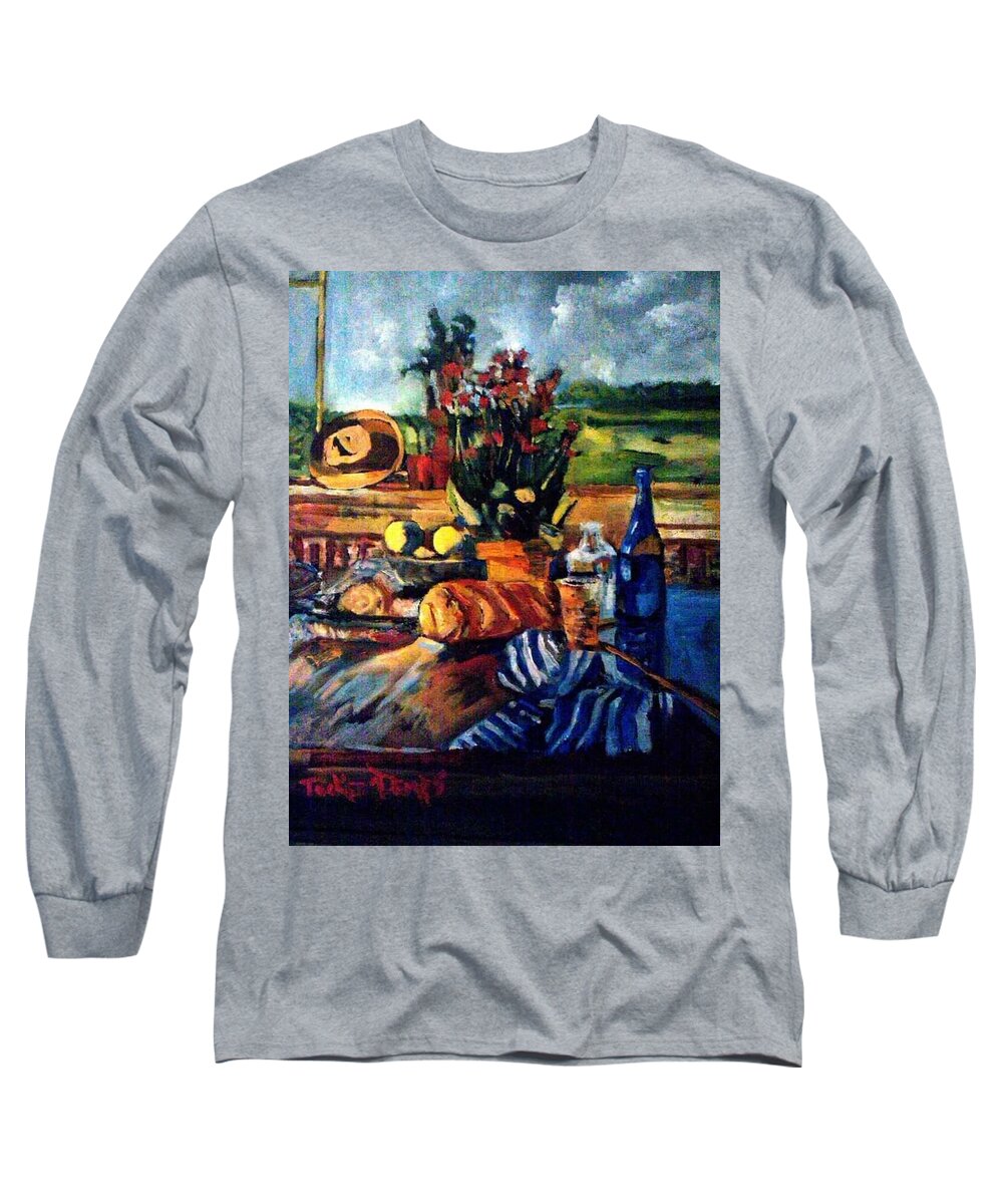 Paris Long Sleeve T-Shirt featuring the painting French Bread by Julie TuckerDemps