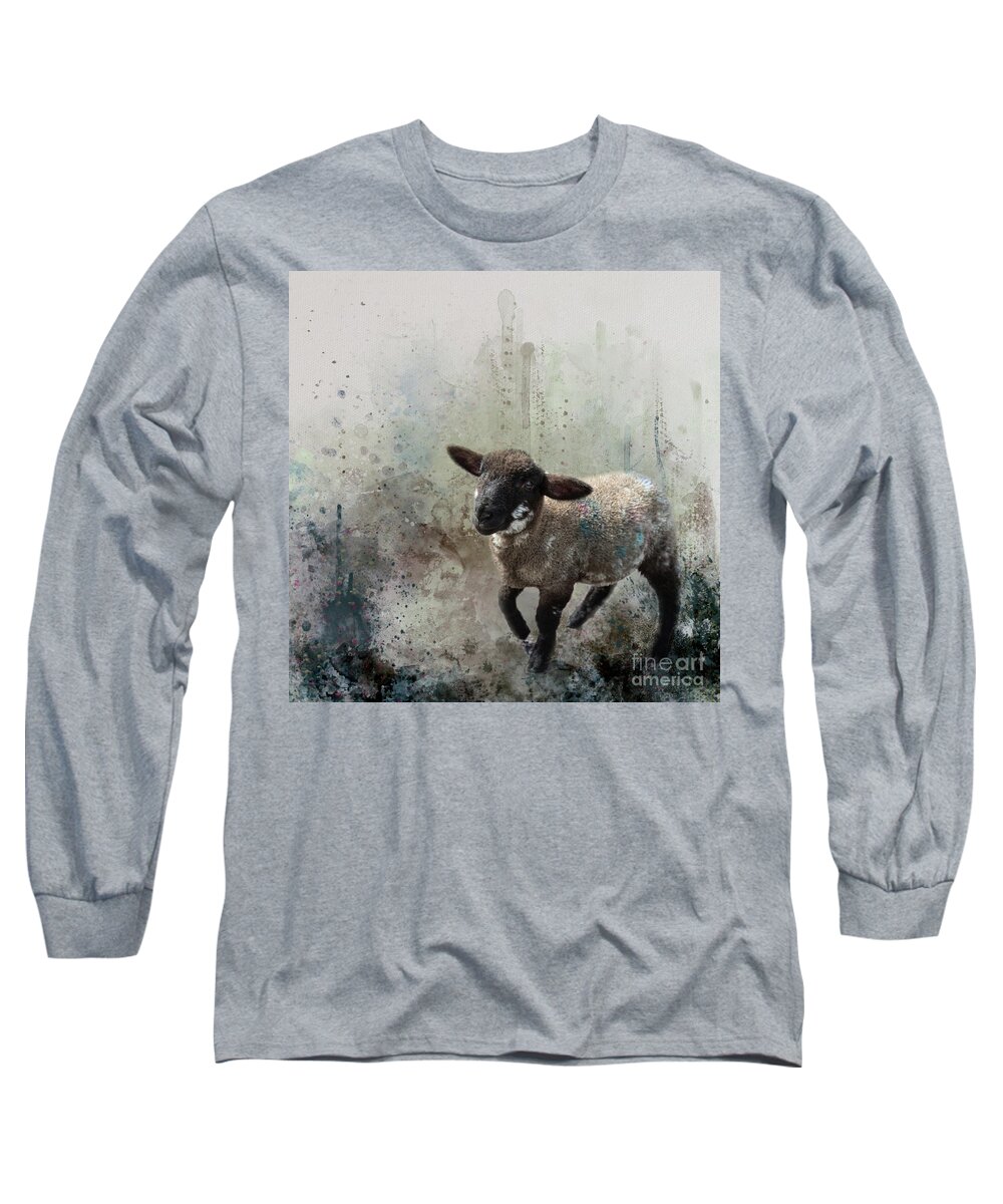 Lamb Long Sleeve T-Shirt featuring the photograph Frisky Lamb by Eva Lechner