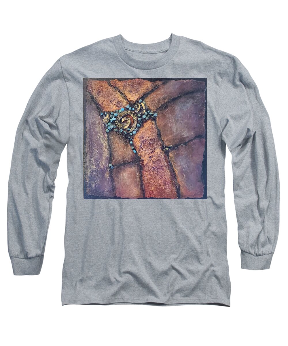 Abstract Long Sleeve T-Shirt featuring the mixed media Gaia Treasure II by Terry Ann Morris
