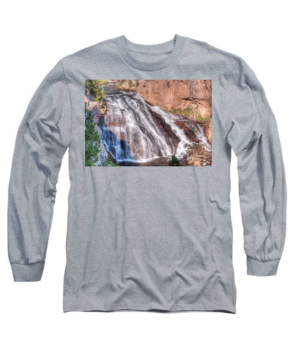 Fine Art Long Sleeve T-Shirt featuring the photograph Gibbon River Falls by Greg Sigrist