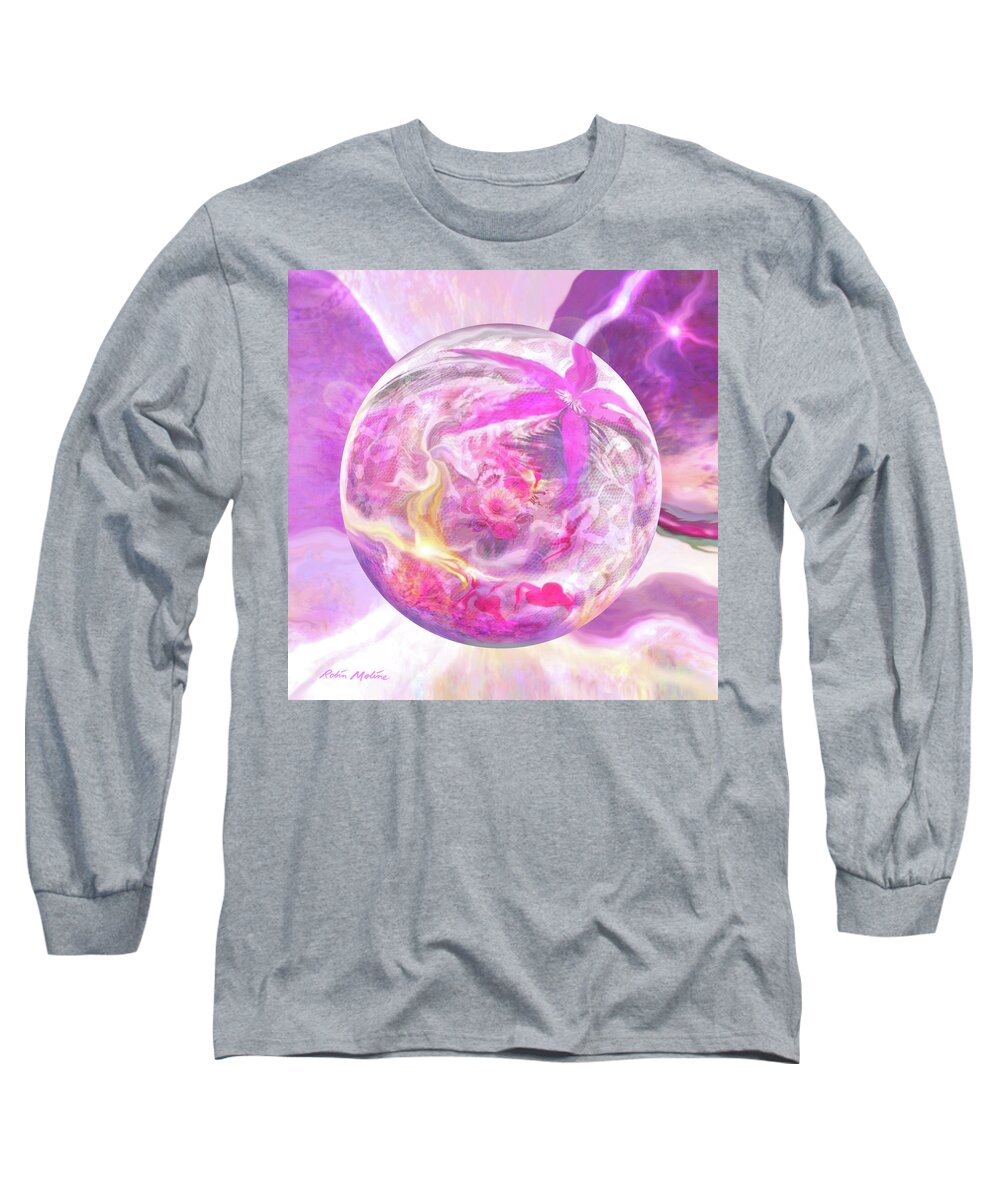 Art Globe Long Sleeve T-Shirt featuring the digital art Grace and Lace by Robin Moline