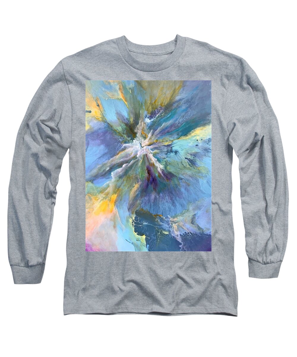 Abstract Long Sleeve T-Shirt featuring the painting Grandeur by Soraya Silvestri