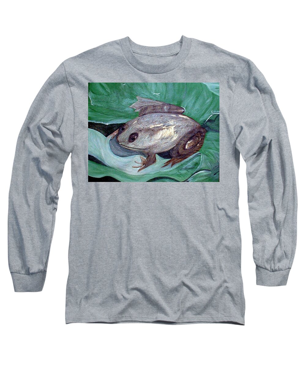 Frog Long Sleeve T-Shirt featuring the painting Grenouille by Genevieve Holland