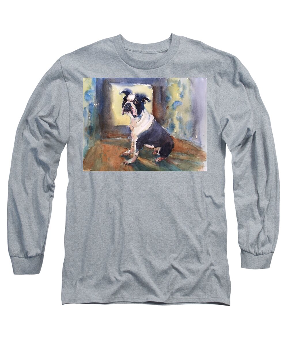 Dog Long Sleeve T-Shirt featuring the painting Gus by Judith Levins