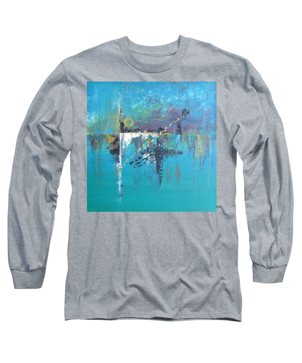 Abstract Long Sleeve T-Shirt featuring the painting Healing Tonality by Raymond Fernandez