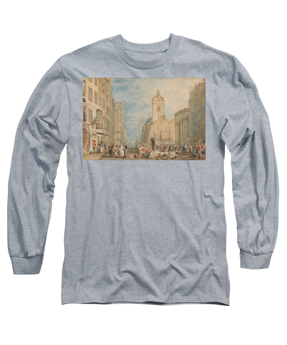  Long Sleeve T-Shirt featuring the painting High Street Edinburgh by Joseph M W Turner