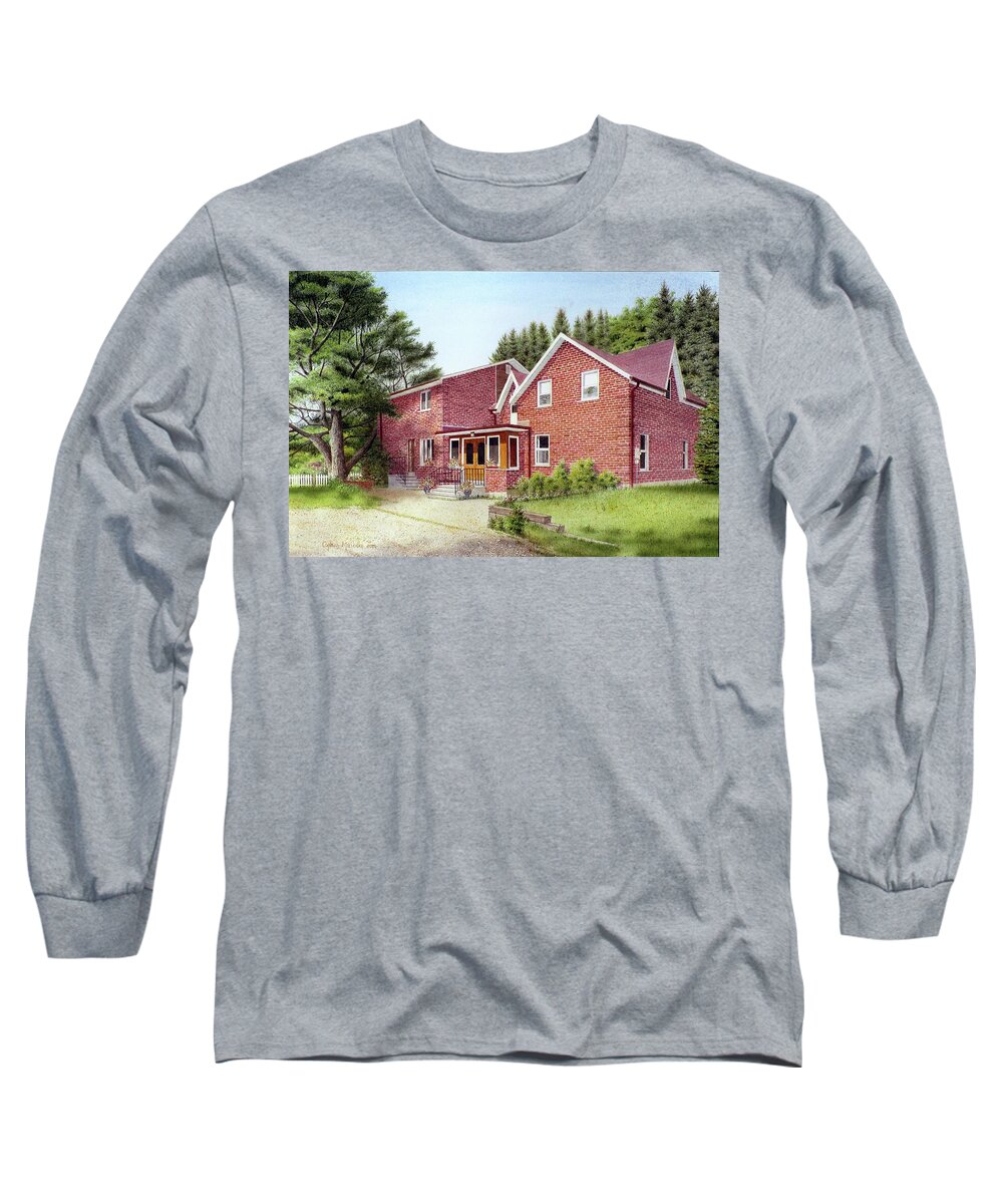 Rural Home Long Sleeve T-Shirt featuring the painting Home sweet Home by Conrad Mieschke