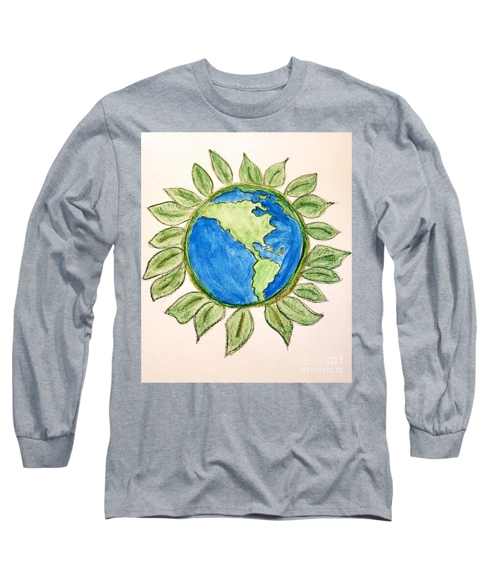 Mother Earth Long Sleeve T-Shirt featuring the painting Honoring our Earth Mother by Margaret Welsh Willowsilk