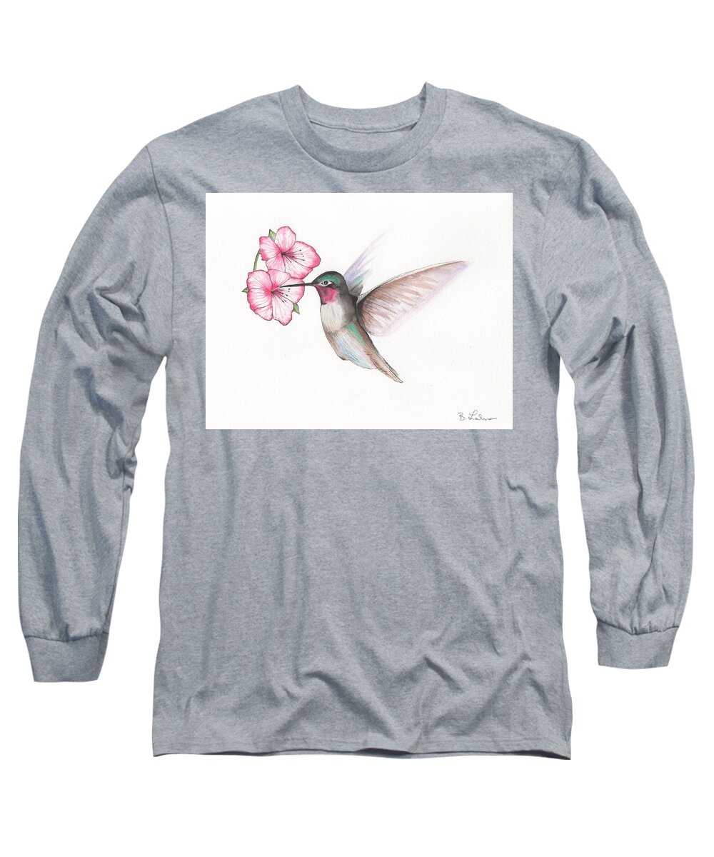 Hummingbird Long Sleeve T-Shirt featuring the painting Hummingbird #1 by Bob Labno