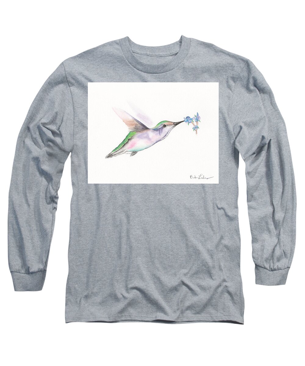  Long Sleeve T-Shirt featuring the painting Hummingbird #2 by Bob Labno