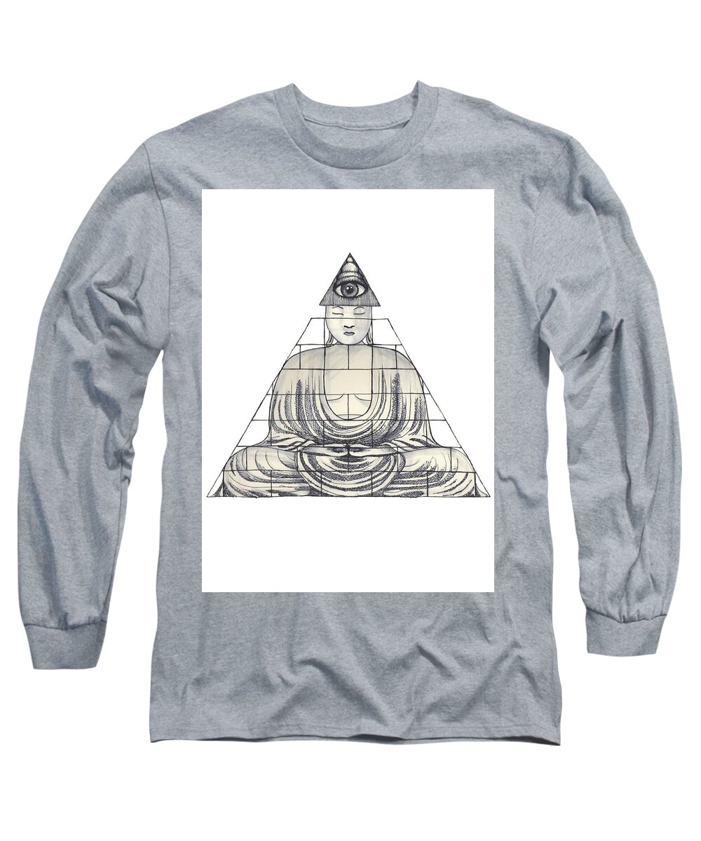 Eye In The Pyramid Long Sleeve T-Shirt featuring the drawing If thine Eye be Single by Trevor Grassi