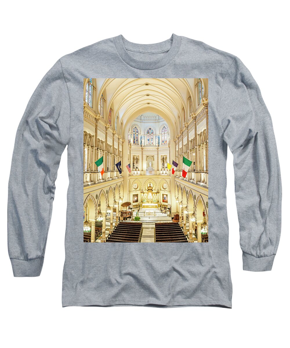 America Long Sleeve T-Shirt featuring the photograph Immaculate Conception Jesuit Church - New Orleans by Andy Crawford