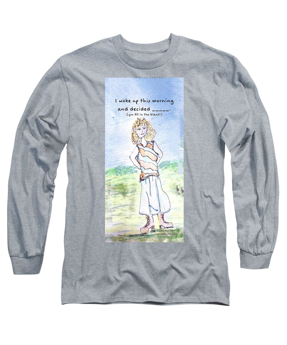 Daily Long Sleeve T-Shirt featuring the mixed media Inspiration #15 by Shelley Bain