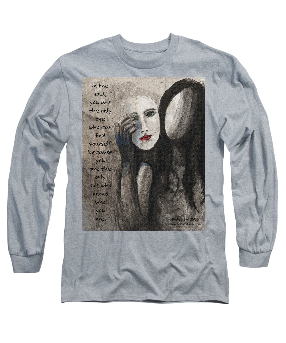 Daily Long Sleeve T-Shirt featuring the mixed media Inspiration #34 by Shelley Bain