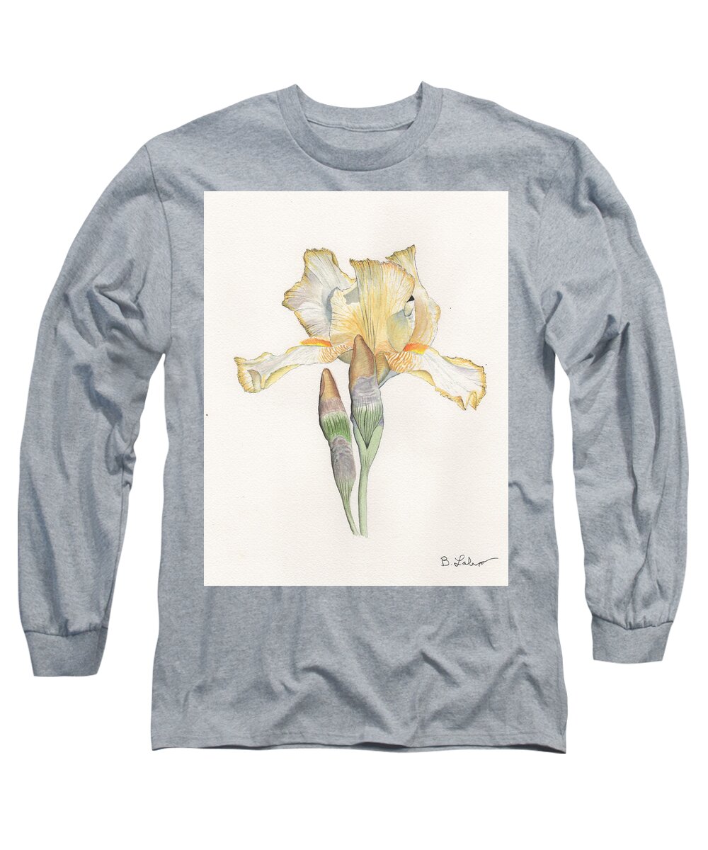 Iris Long Sleeve T-Shirt featuring the painting Iris with a Midas Touch by Bob Labno