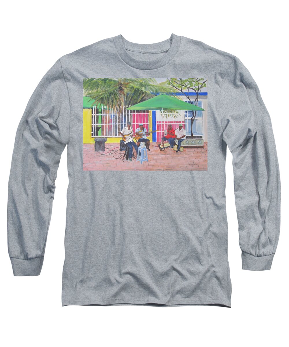 Painting Long Sleeve T-Shirt featuring the painting Jamming To The Music by Paula Pagliughi