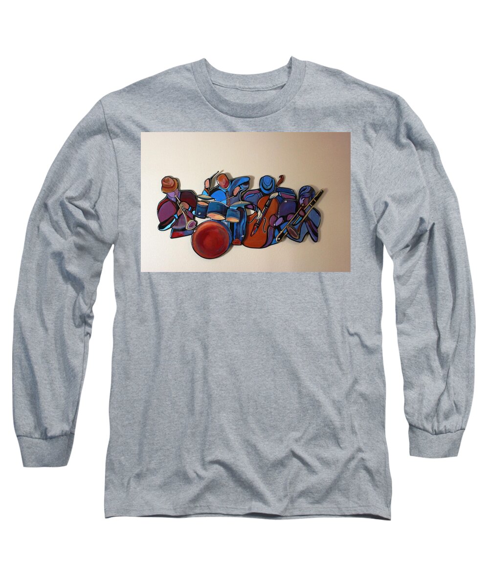 Music Long Sleeve T-Shirt featuring the mixed media Jazz Ensemble IV by Bill Manson