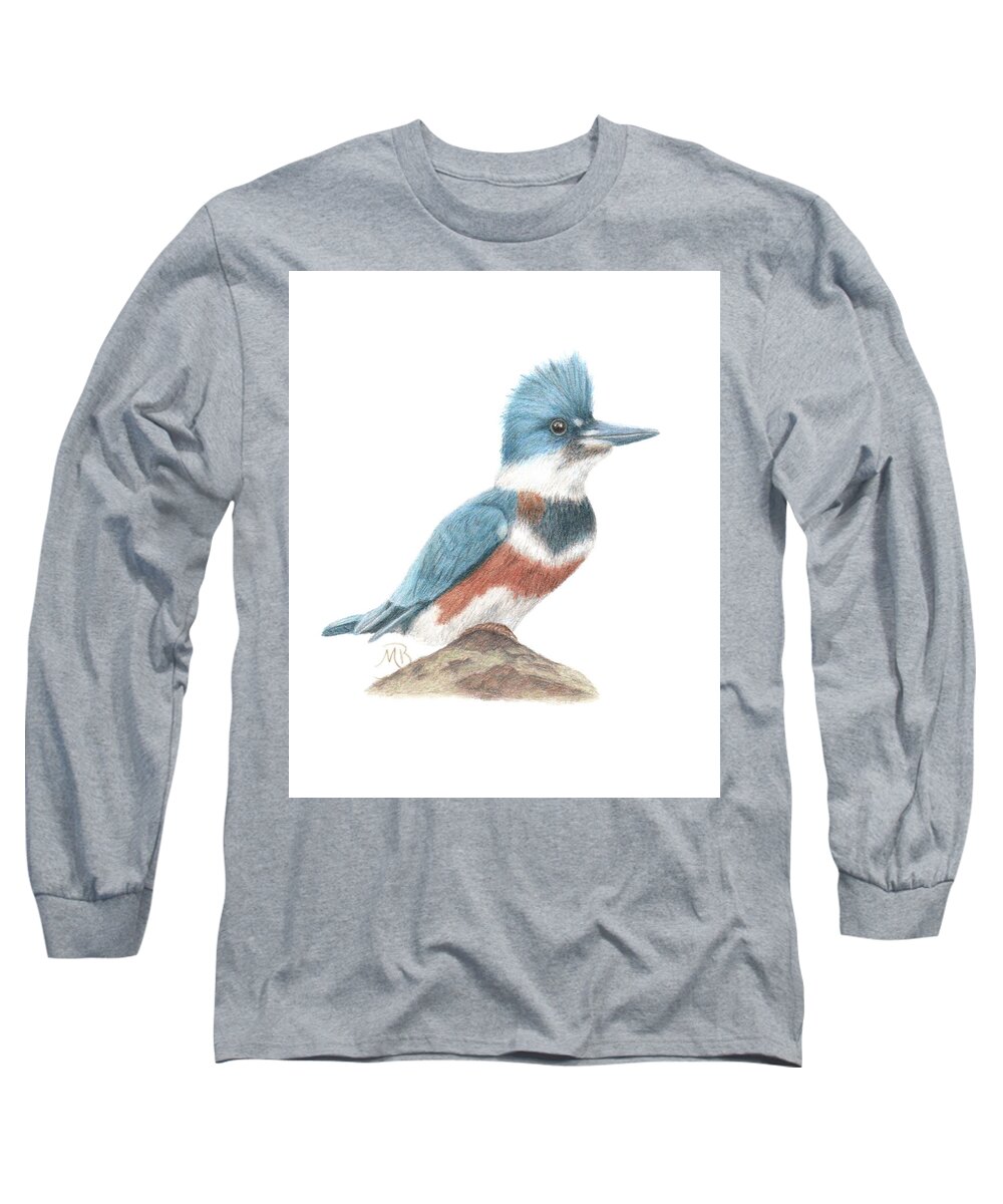 Bird Art Long Sleeve T-Shirt featuring the painting Kingfisher by Monica Burnette