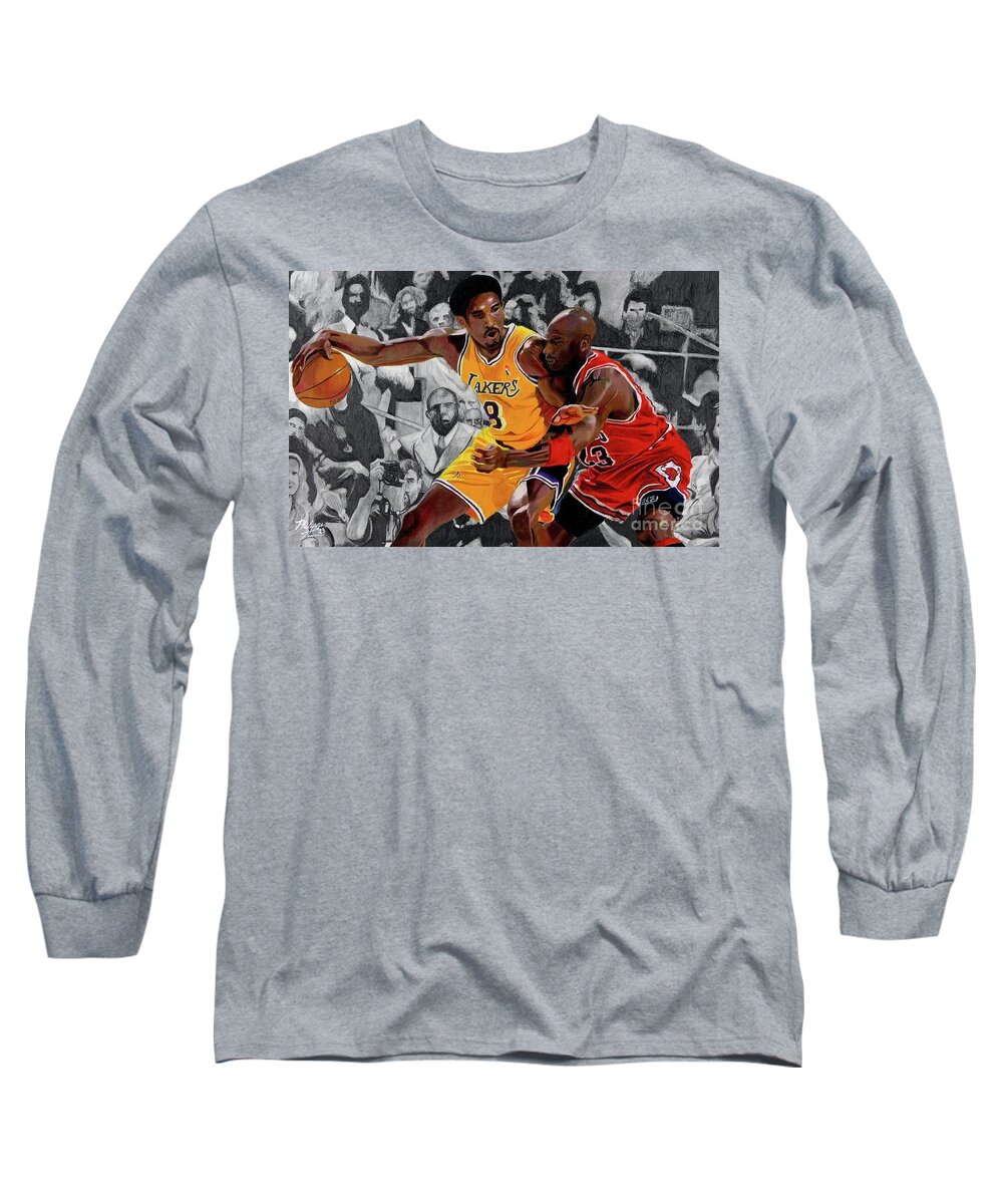 Michael Jordan Long Sleeve T-Shirt featuring the drawing Legends by Philippe Thomas