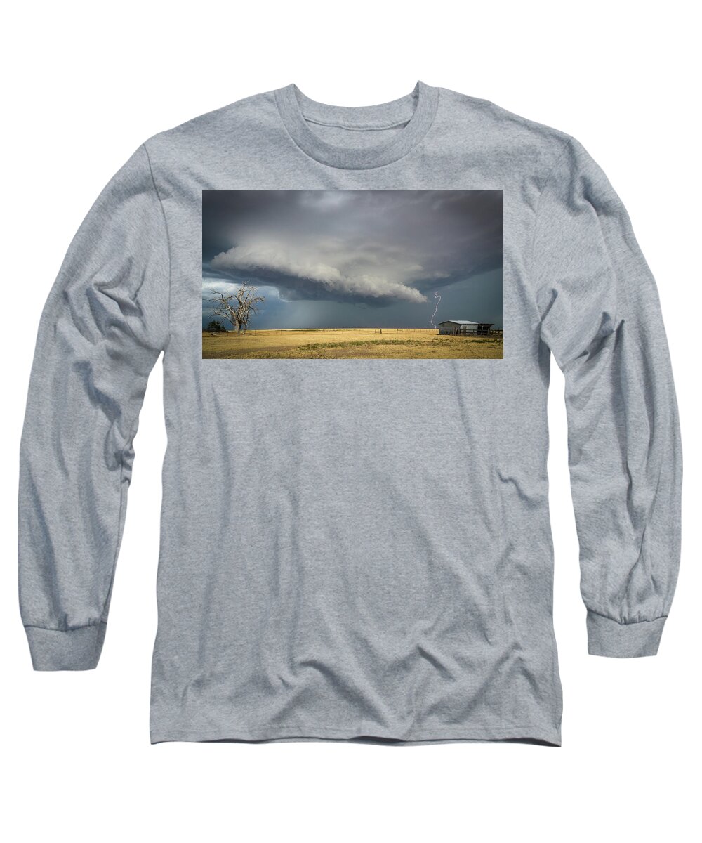 Lightning Long Sleeve T-Shirt featuring the photograph Light Skies by Laura Hedien