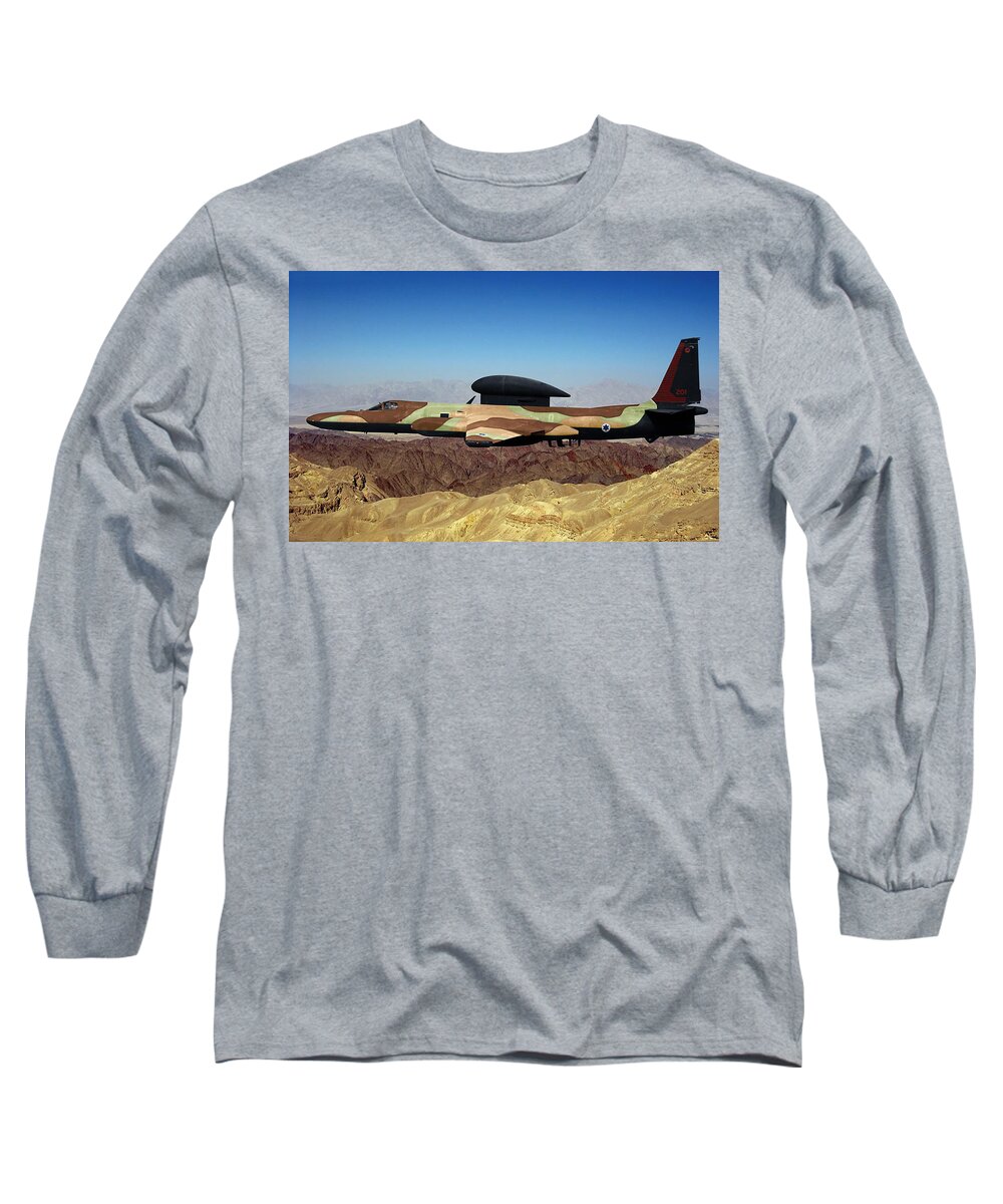 Lockheed Long Sleeve T-Shirt featuring the digital art Lockheed U-2I Mehrahghel by Custom Aviation Art
