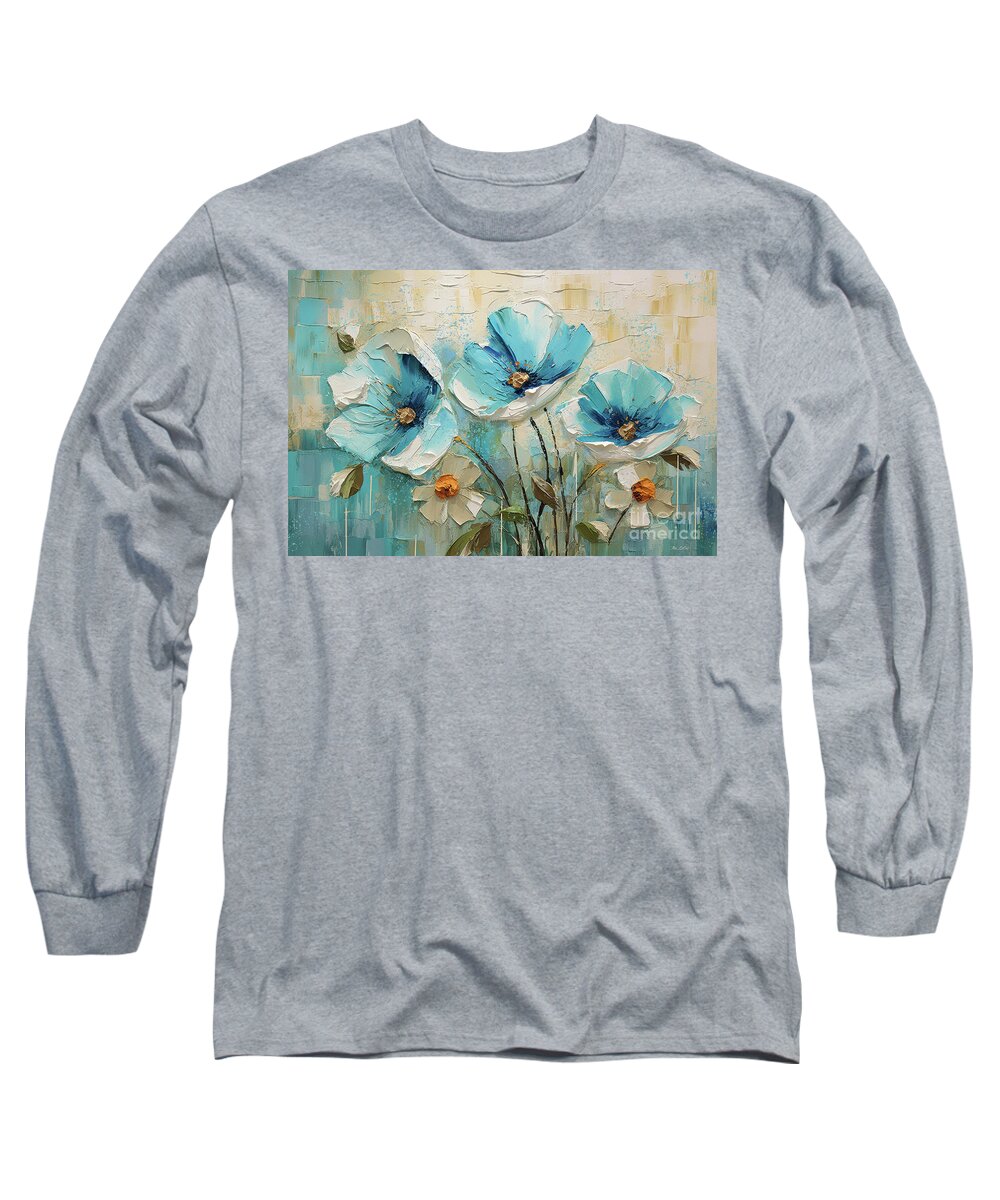 Blue Poppy Long Sleeve T-Shirt featuring the painting Lovely Blue Poppies by Tina LeCour