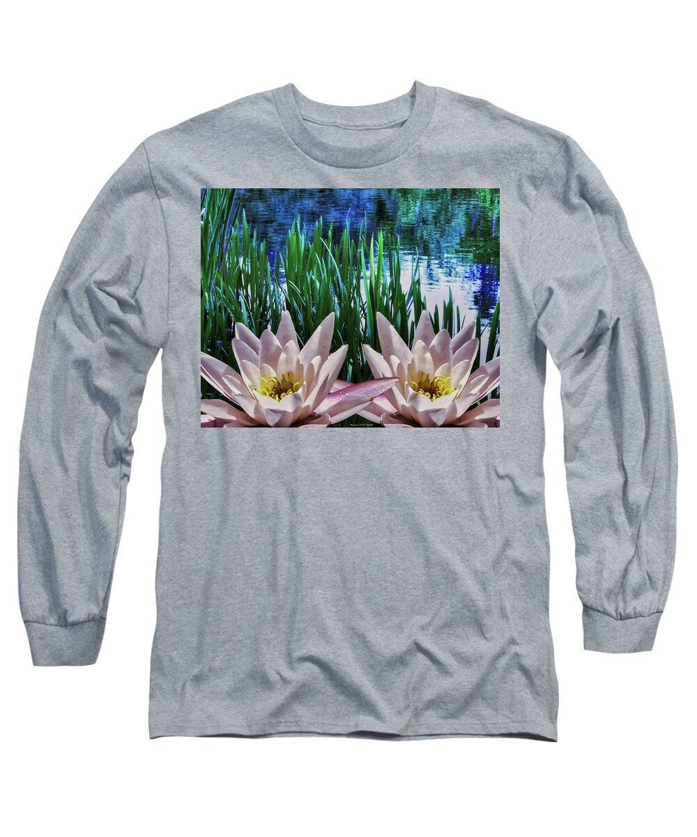 Water Long Sleeve T-Shirt featuring the digital art Lovely Lillies by Norman Brule