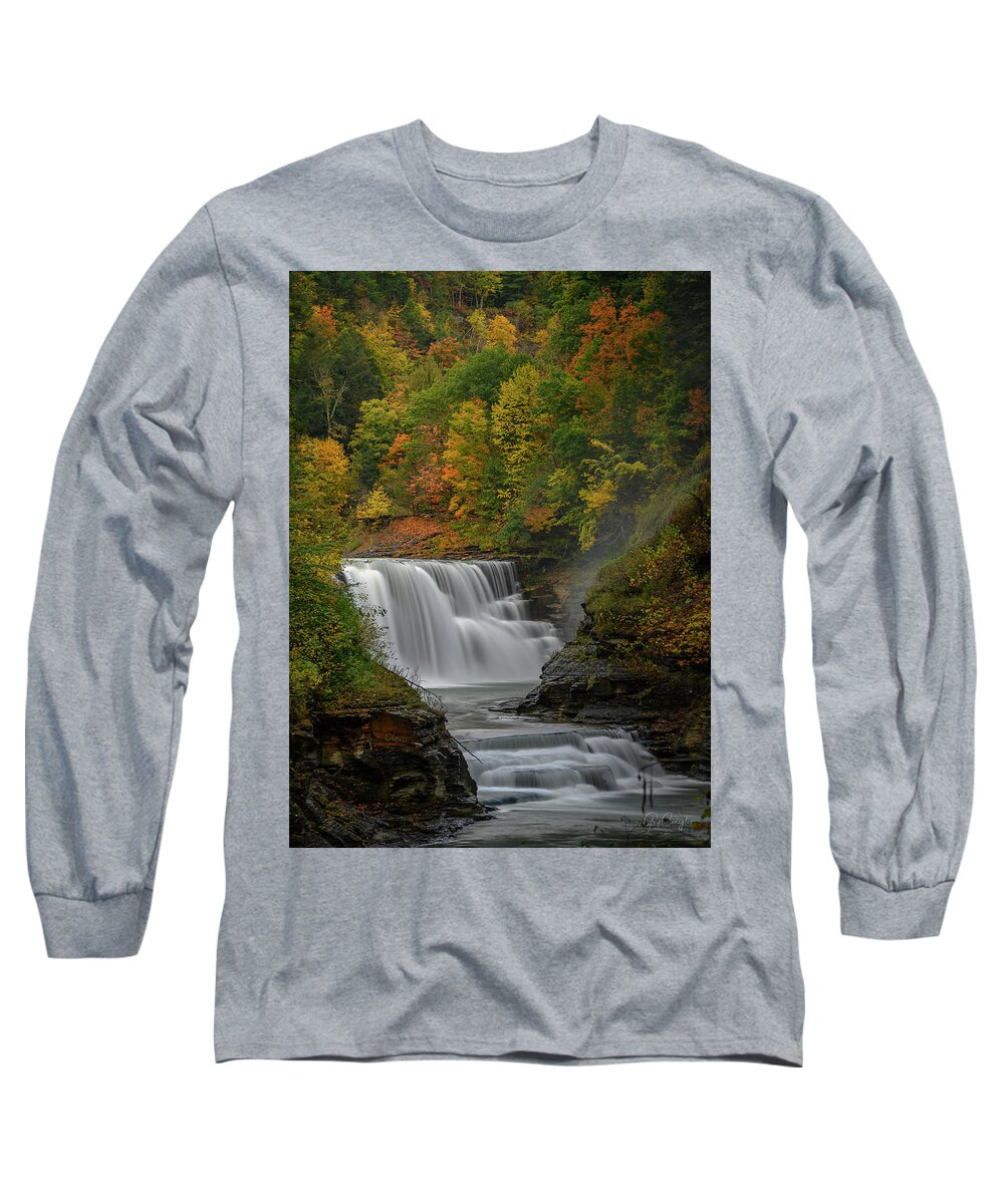Letchworth State Park Long Sleeve T-Shirt featuring the photograph Lower Falls by Guy Coniglio