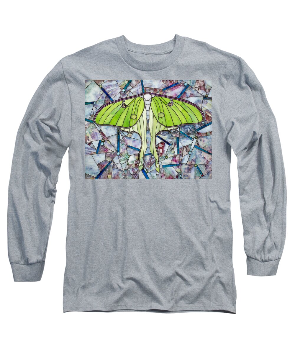 Luna Moth Long Sleeve T-Shirt featuring the glass art Luna by Cherie Bosela