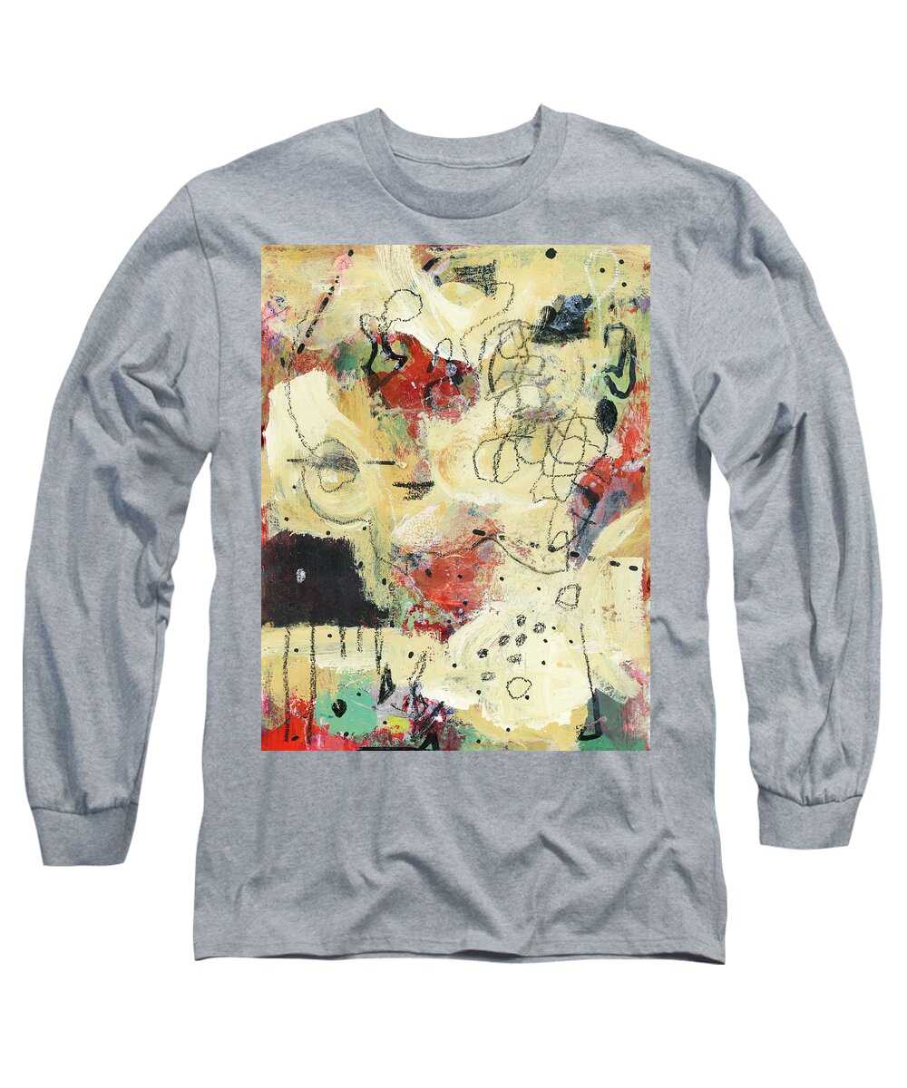 Line Long Sleeve T-Shirt featuring the mixed media Lyrical Rhythms 07 by Jo-Anne Gazo-McKim