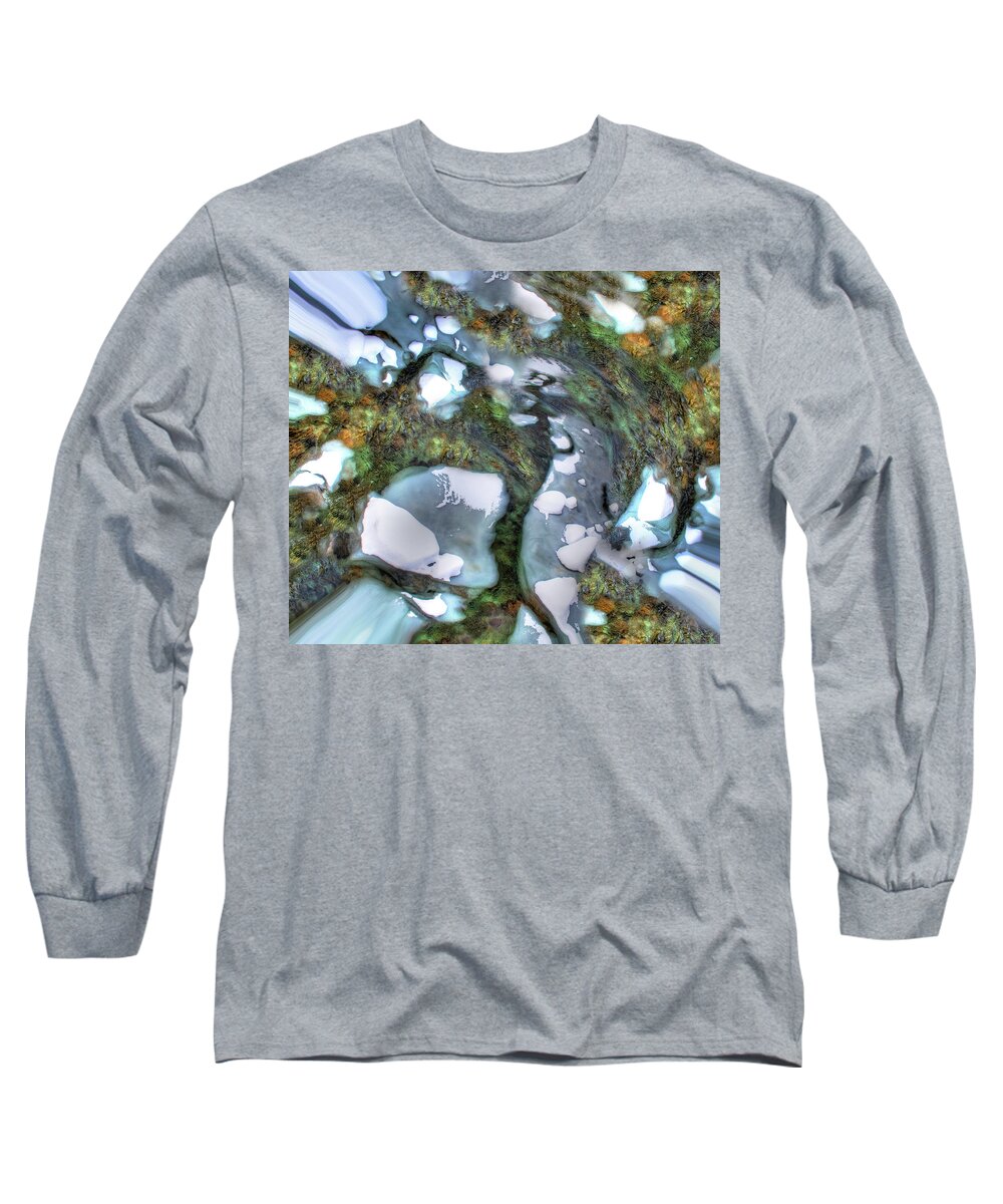 Mad Long Sleeve T-Shirt featuring the photograph Mad River Abstract #6 by Wayne King