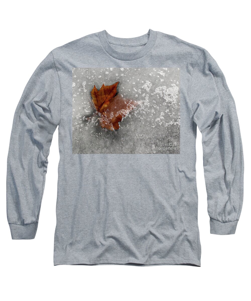  Long Sleeve T-Shirt featuring the photograph Maple Leaf in Ice by Natalie Dowty