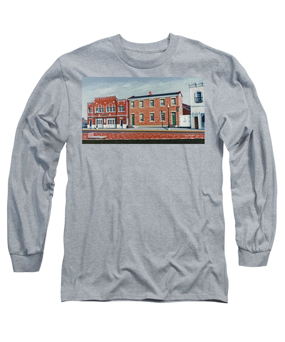 Architectural Landscape Long Sleeve T-Shirt featuring the painting Marshall's Home and Jail by George Lightfoot