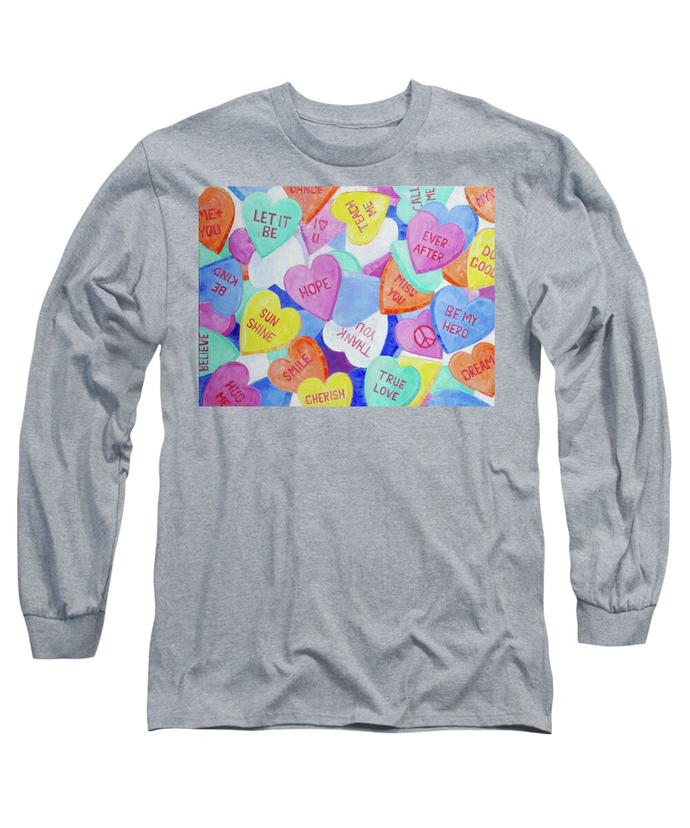 Love Long Sleeve T-Shirt featuring the mixed media Messagesof Love by Sarah Ghanooni