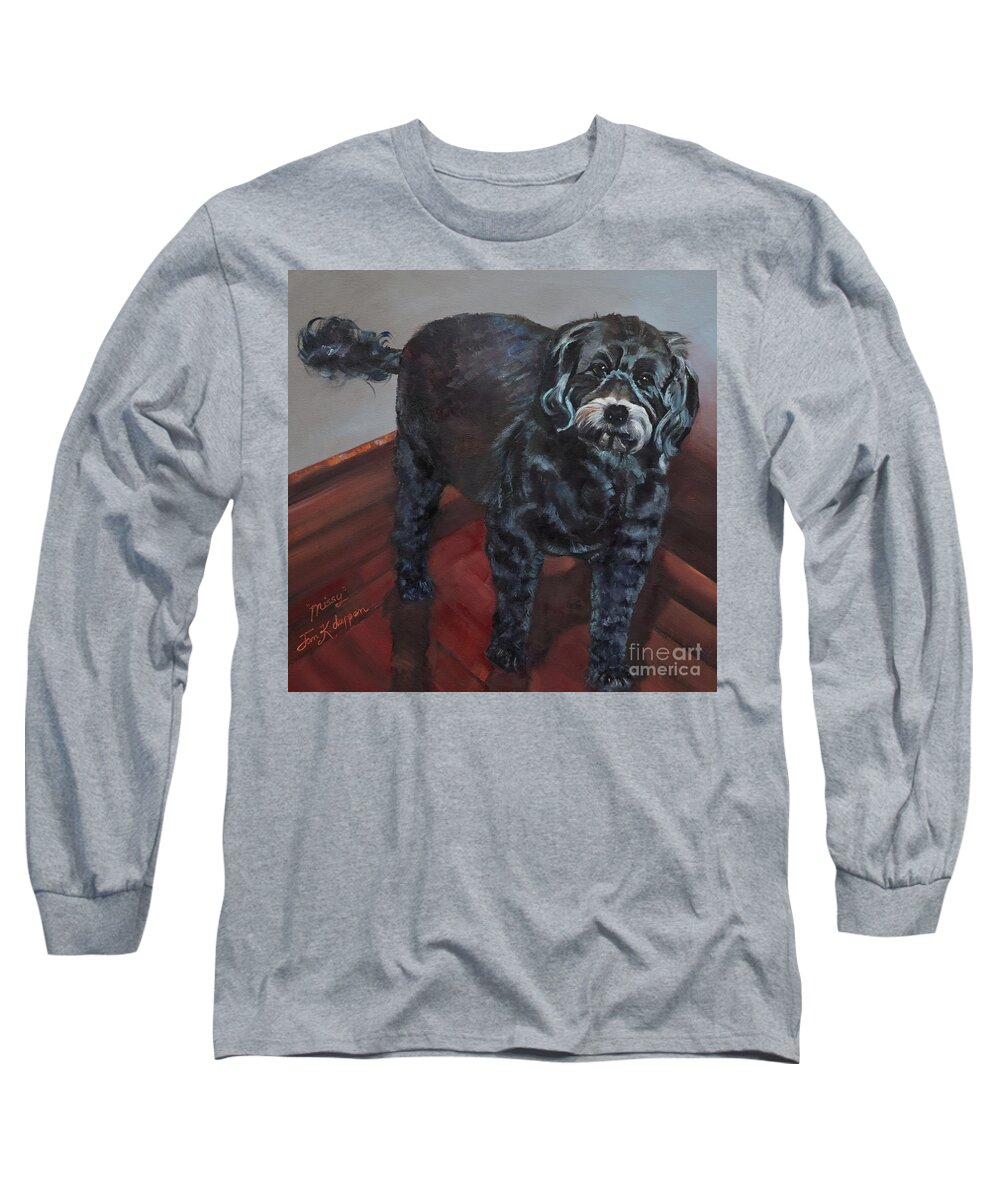 Dog Long Sleeve T-Shirt featuring the painting Missy - Dog Portrait by Jan Dappen
