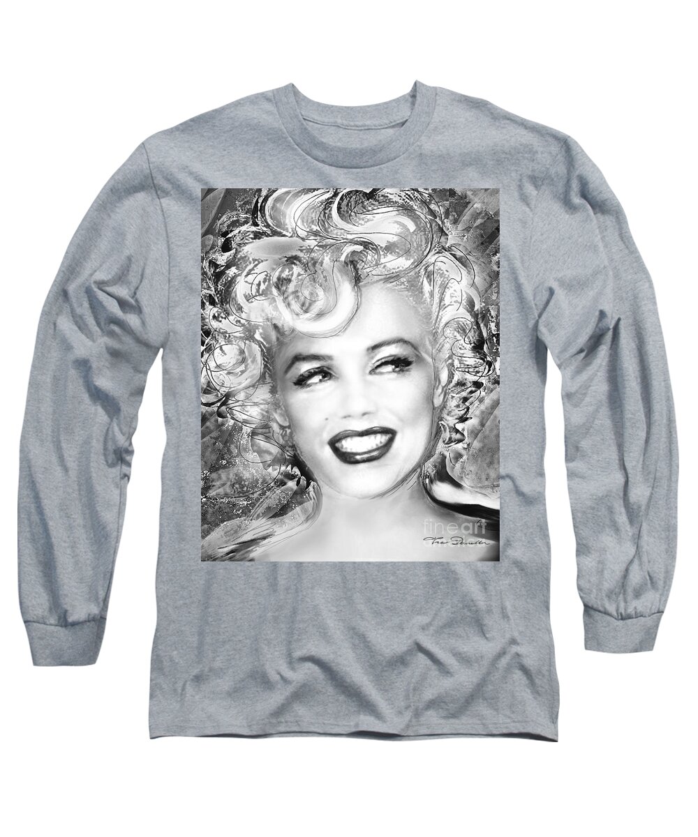 Theo Danella Long Sleeve T-Shirt featuring the painting MMother Of Pearl bw by Theo Danella