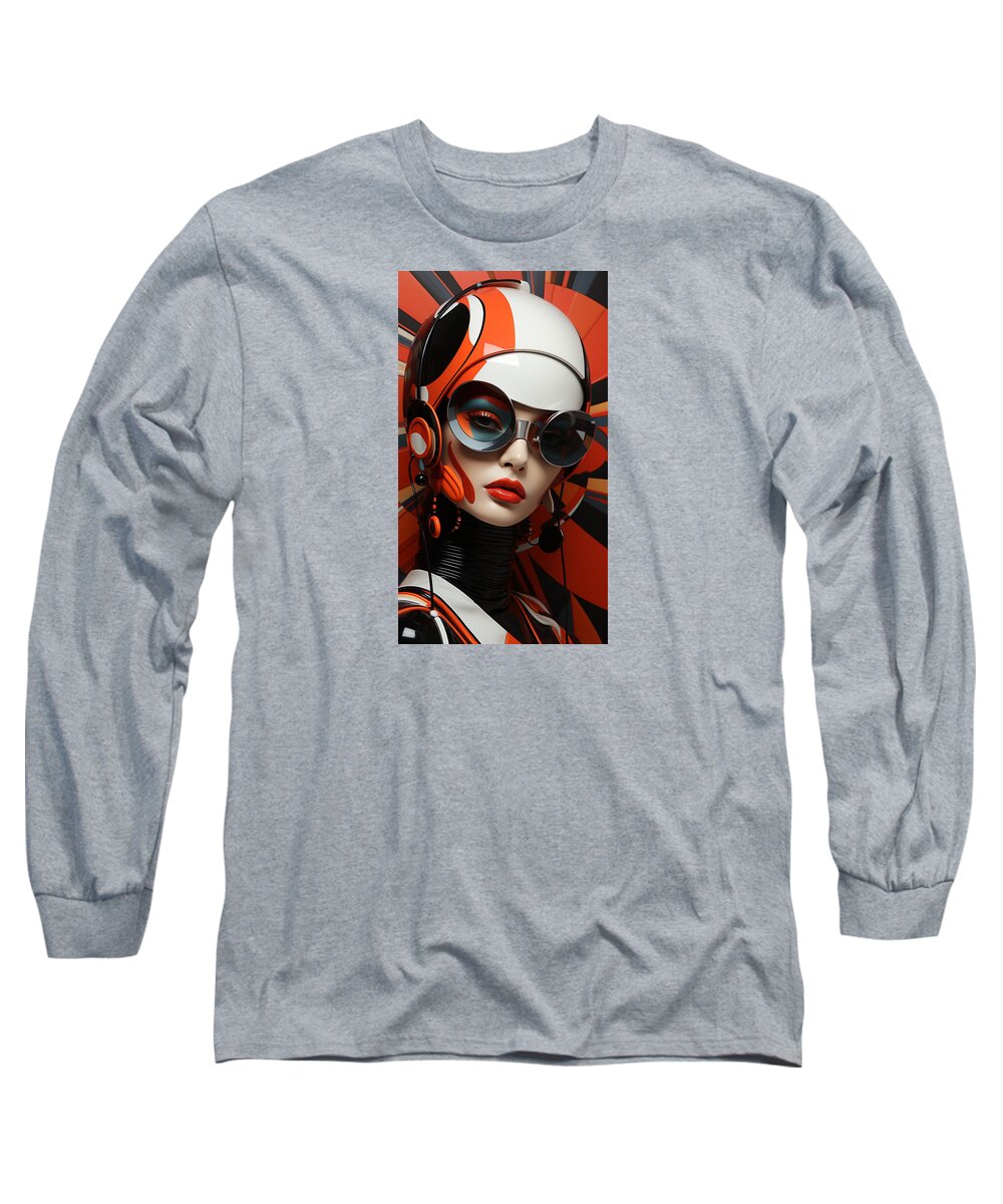 Futuristic Long Sleeve T-Shirt featuring the mixed media Mod #10 by Marvin Blaine