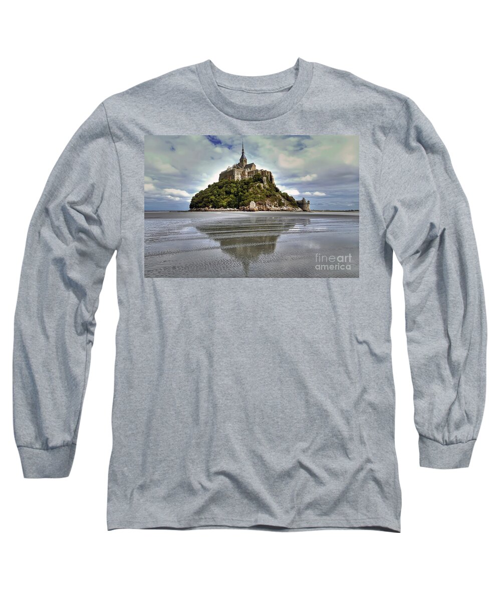 Mont St Michel Long Sleeve T-Shirt featuring the photograph Mont Saint Michel Viewed by the Bay - France by Paolo Signorini