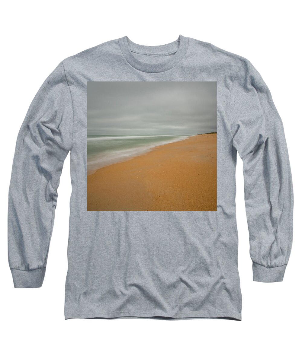 Sand Long Sleeve T-Shirt featuring the photograph Moody Cloudy Beach Day by Kyle Lee