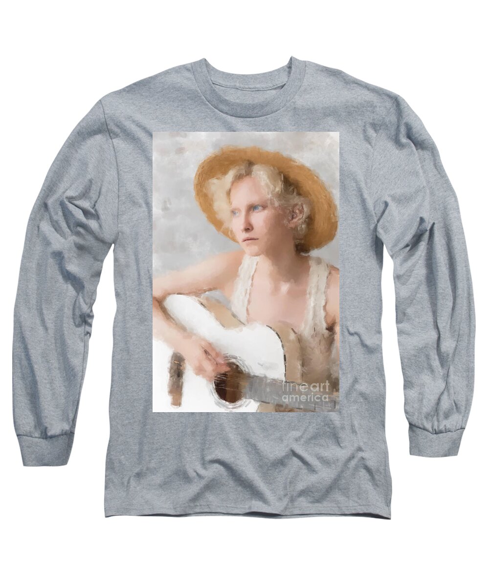  Long Sleeve T-Shirt featuring the painting My Guitar Gently Weeps by Gary Arnold